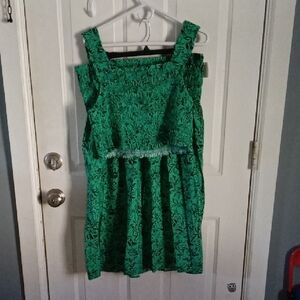 Green Floral Sleeveless Dress